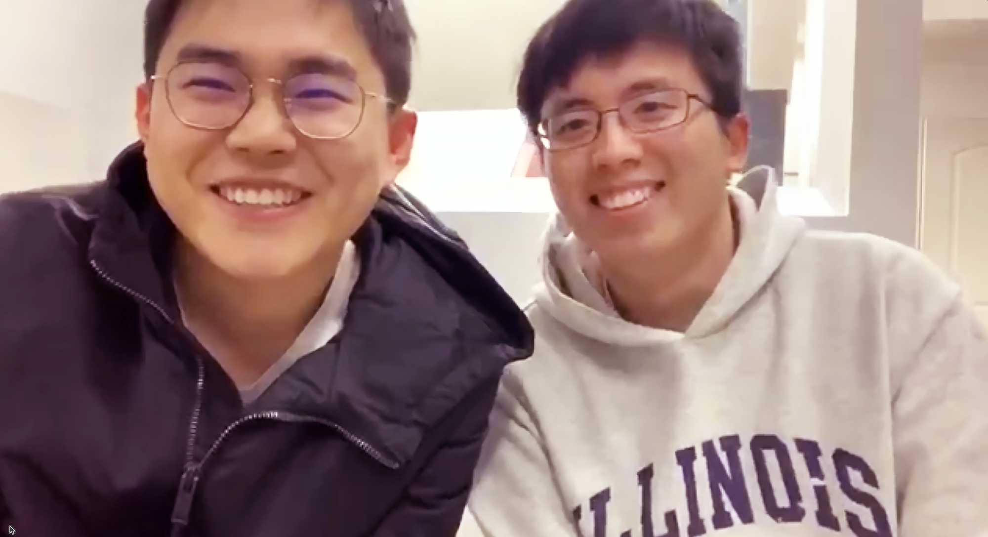 Yummy Future co-founders Jack Cui (left) and Garrett Yan (right) smiling in a virtual meeting.