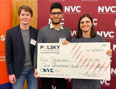 Demeter Team (L-R): Alec Thompson (UIUC), Ayush Sharma (UIUC), Filippa Kolokotsa (UChicago)