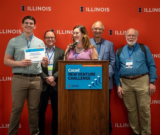 (L-R): Graham Bishop; Jed Taylor; Laura&amp;amp;amp;amp;amp;amp;amp;amp;nbsp;Appenzeller, Assistant Vice Chancellor for Innovation; John Thode; Edwin Moore, Clinical Professor for Innovation, Leadership, &amp;amp;amp;amp;amp;amp;amp;amp;amp; Engineering Entrepreneurship.&amp;amp;amp;amp;amp;amp;amp;amp;nbsp;